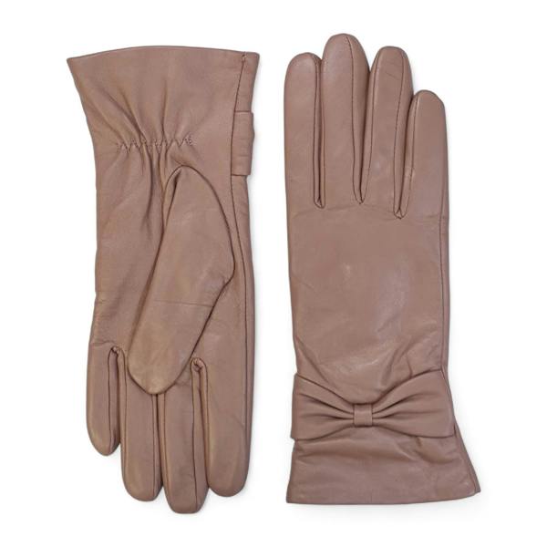 Infinity Leather Womens Italian Leather Winter Bow Design Soft Wool Lining Gloves - L-GLV-401