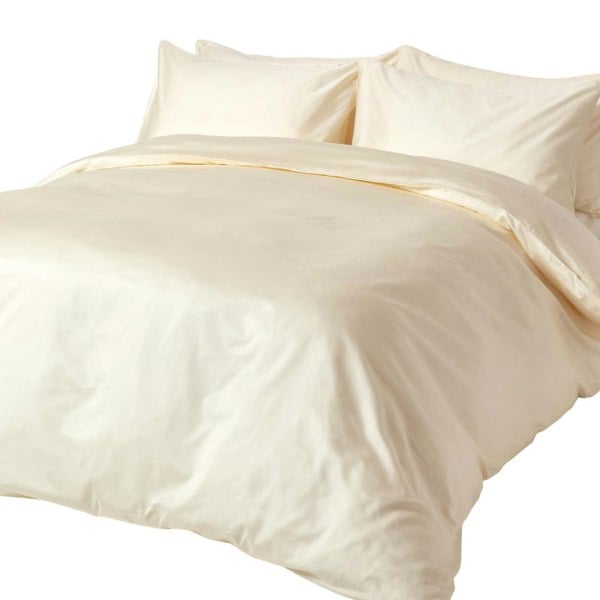 HOMESCAPES Organic 400 TC Egyptian Cotton Sateen Duvet Cover Set