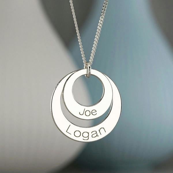 Christopher James of London Sterling Silver Engraved Double Disc Pendant & Optional Chain