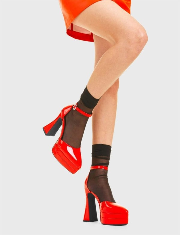 Lamoda Tear of Joy Platform Heels Red PAT, Fierce High Heel Platform Sandals
