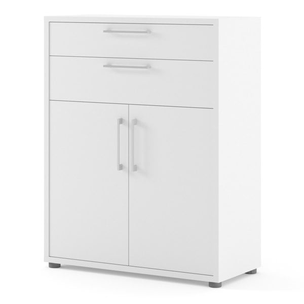Furniture To Go Prima Bookcase 1 Shelf With 2 Drawers 2 Doors In White
