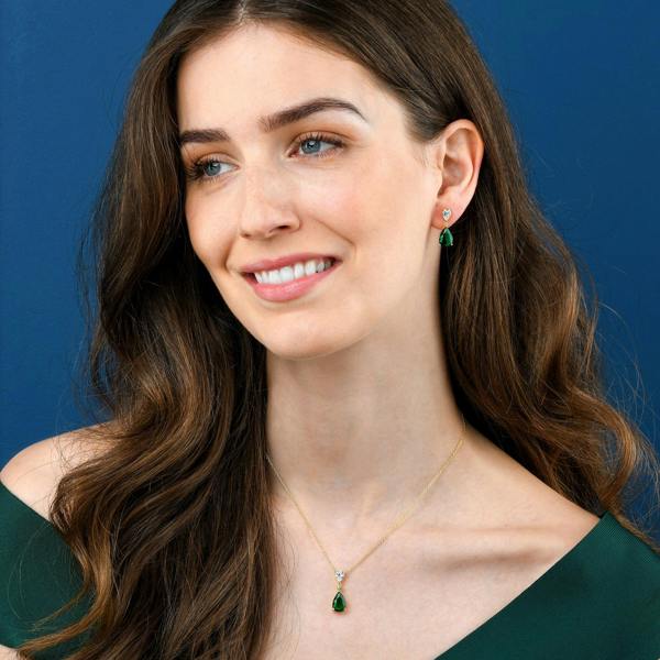 namana Gold Plated 925 Sterling Silver Green Pear Drop Pendant Necklace For Women