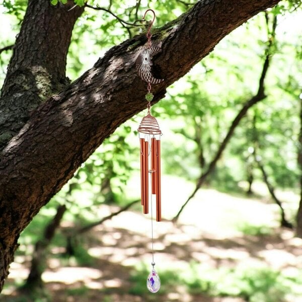 EDH Door Hardware Rose Gold Moon Wind Chime – 58cm x 8cm x 6cm | Celestial Hanging Chime for Garden, Patio & Home