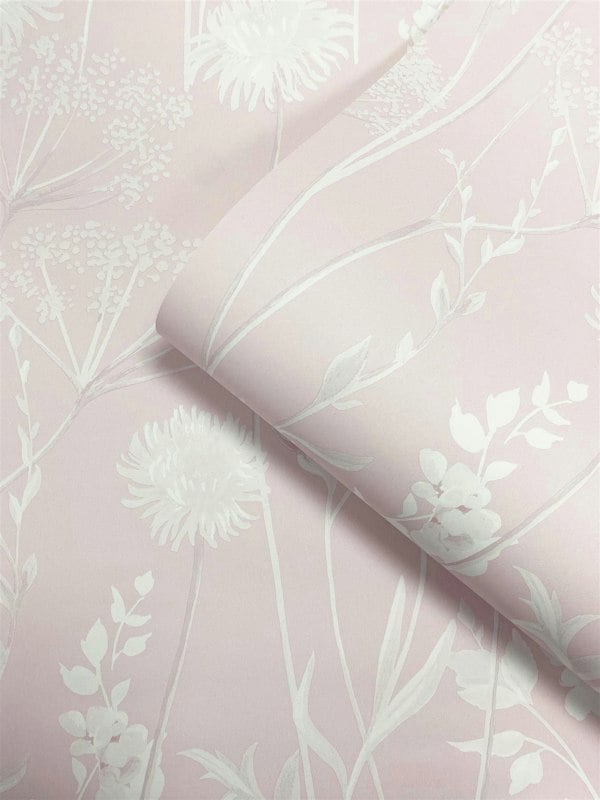 Catherine Lansfield Meadowsweet Floral Blush Straight Match Wallpaper