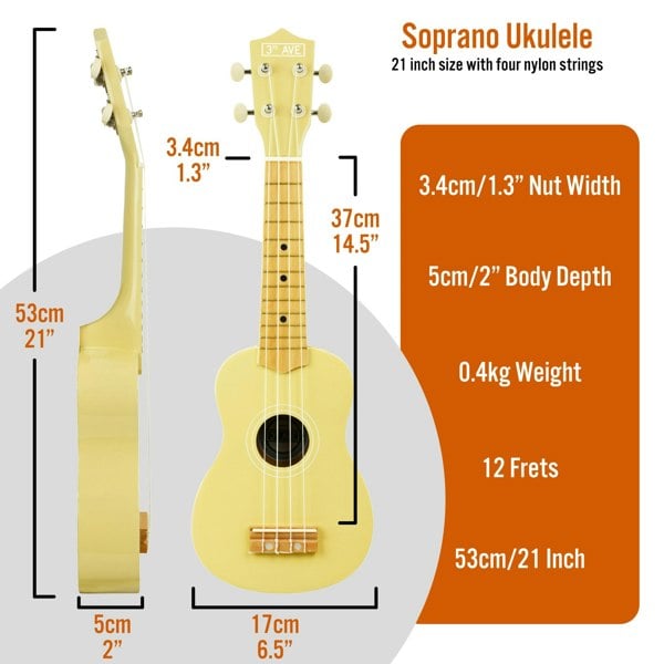3rd Avenue Soprano Ukulele Ukuleles#Colour_Yellow