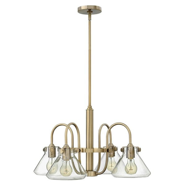 4 Bulb Chandelier Hanging Pendant LIght Brushed Caramel LED E27 100W Bulb Loops