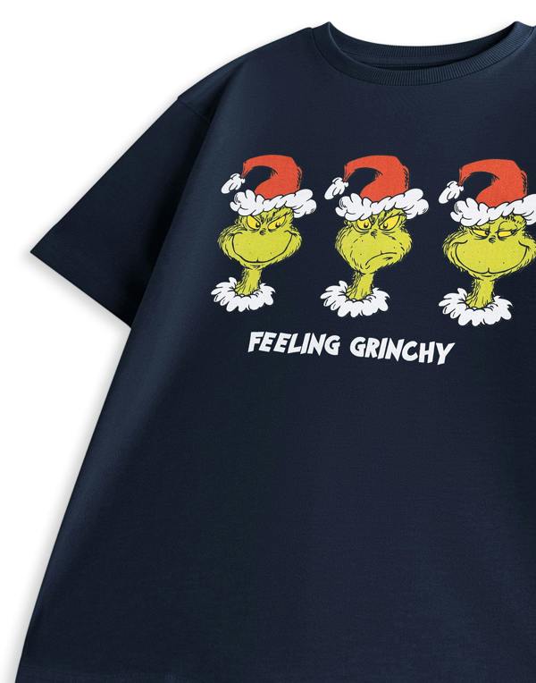 The Grinch Unisex Kids Blue Feeling Grinchy Short Sleeved T-Shirt