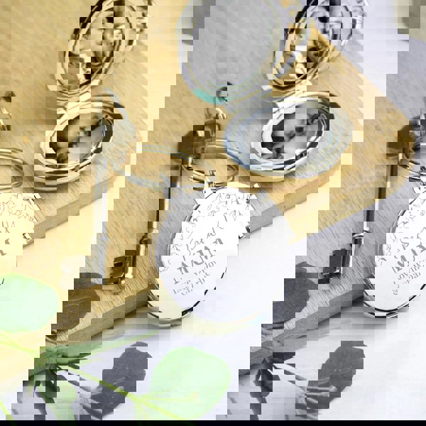 Personalised Memento Company Personalised Floral Round Photo Frame Keyring