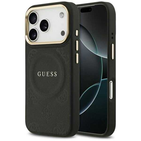 Guess Peony Hot Stamp Case with MagSafe for iPhone 17 Pro 6.3" Black - GUHMP17LPSAMSECK