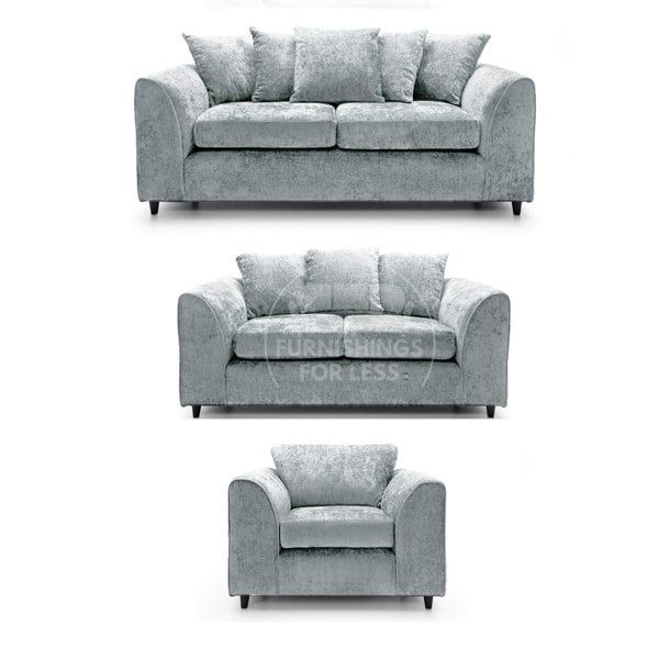 Furnishings For Less Monaco Chenille Fabric 3 Piece Sofa Suite
