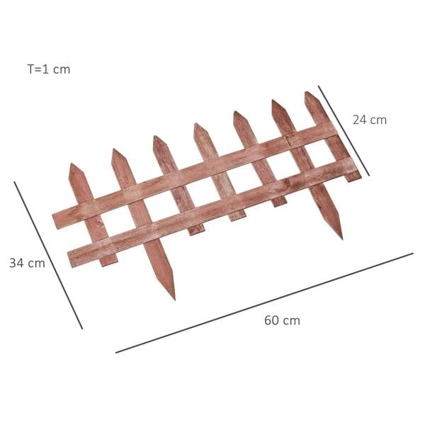 Rustic brown 60 cm wooden fence panel with double rails and pointed stakes