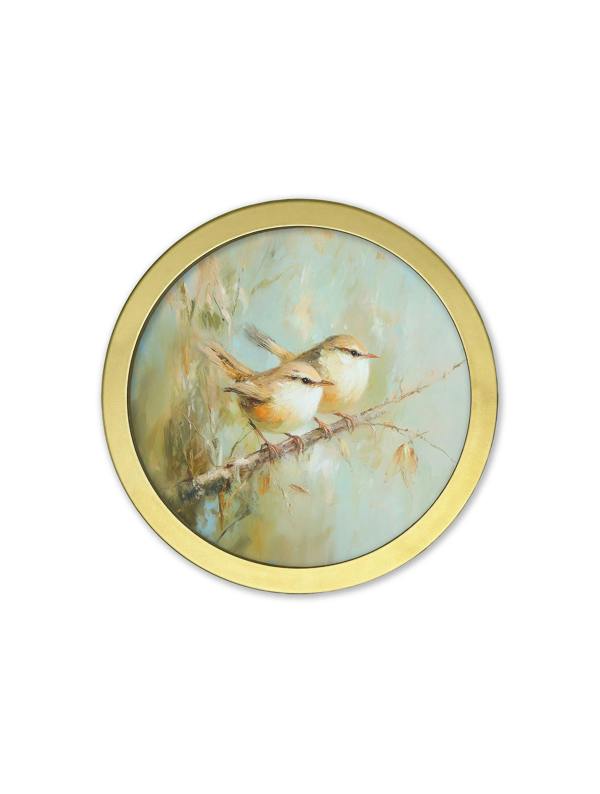 Exceptional Art Garden Birds - 30cm Gold Round Box Frame