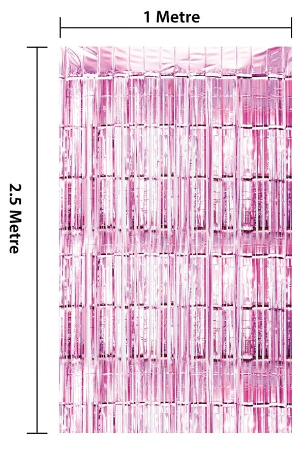 Cheetah Shimmer Tinsel Curtain, 2.5M x 1M Pink