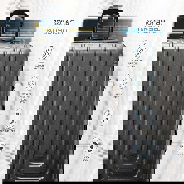 Flight Knight Set of 3 Hard Shell Suitcases Carry On Cabin & Check in Hold Luggage