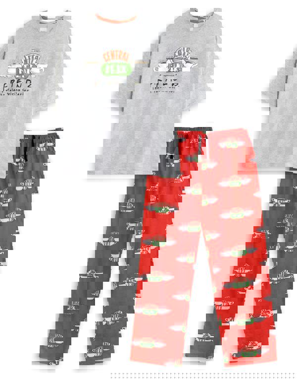 Friends Womens Grey Logo Short Sleeve Long Leg Pyjama Set