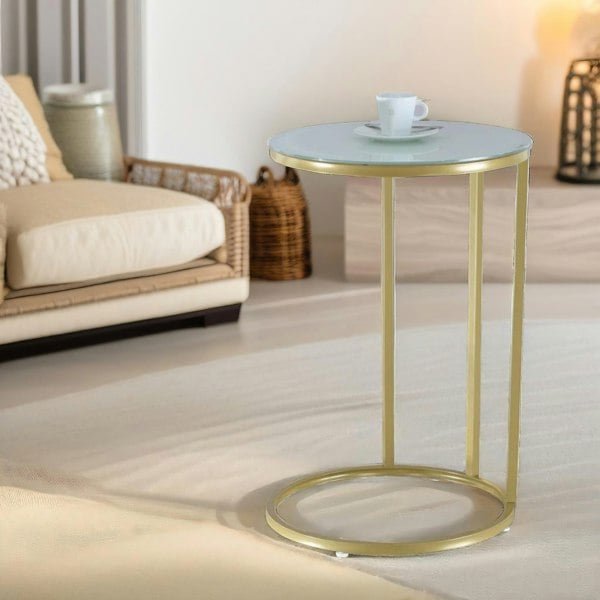 Rafaelo Mobilia Round C Shaped Side Table Gold