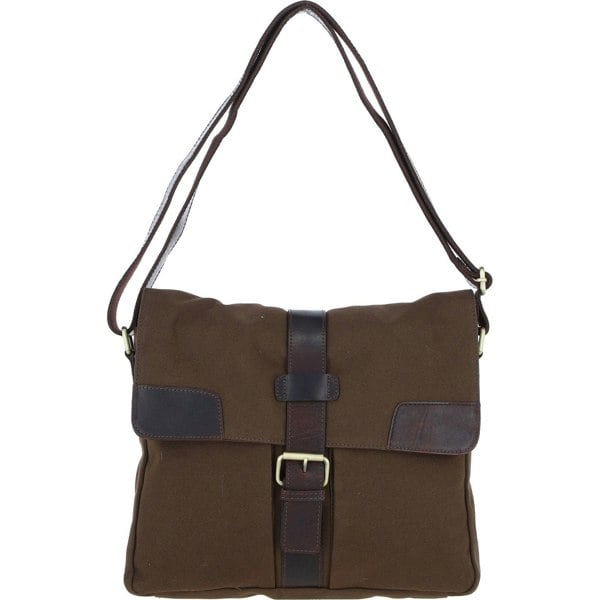 Genuine Leather X Canvas Unisex Crossbody Bag: fen-754