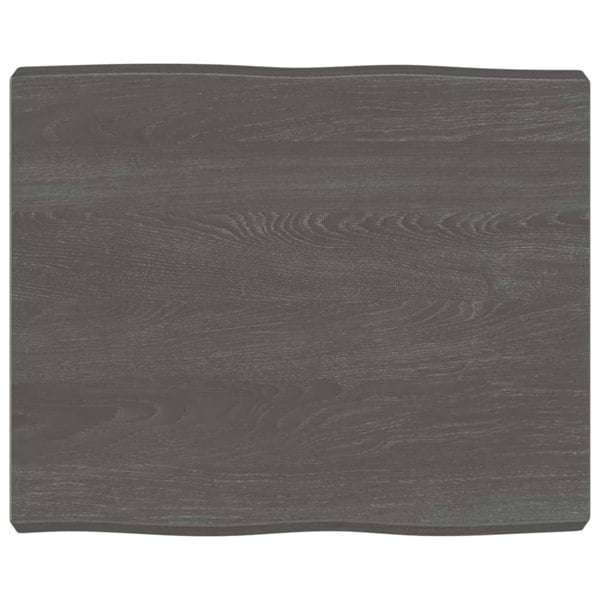 Berkfield Table Top Dark Grey 60x50x6 cm Treated Solid Wood Oak Live Edge