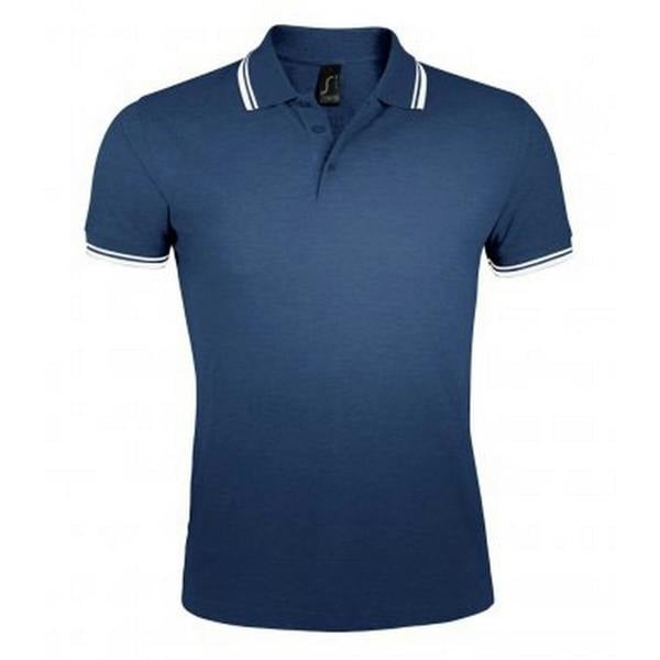 SOLS Mens Pasadena Tipped Short Sleeve Pique Polo Shirt - French Navy/White