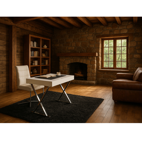 Centurion Supports ADONIS Gloss White and Chrome Legs Ergonomic Home Office Luxury Modern Desk