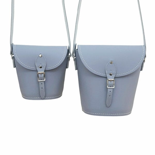 Zatchels Handmade Leather Barrel Bag - Lilac Grey