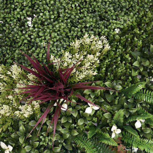 Premium Artificial Plants Green Wall Panel 1m x 50cm - White Blossom - Evergreenery