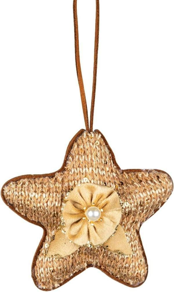 12cm Gold Jute Star Christmas Tree Hanging Decorations, 3 Piece Seasonal Ornament Set image 4