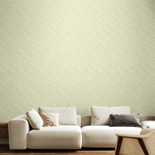 Hoopla Walls Zebra Leaf - Soft Lime 10m Wallpaper