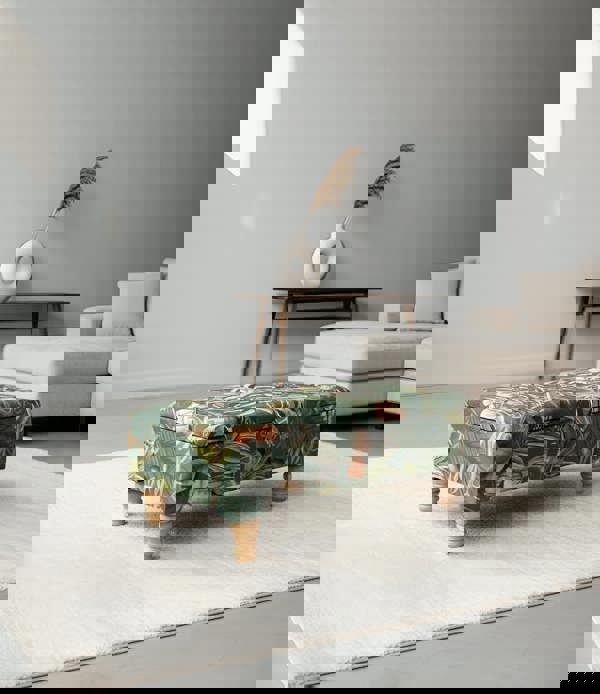 Green Floral Soft Vevet coffee table Ottoman Storage | premium Patterned Footstool Pouffe| - ISTOOLS