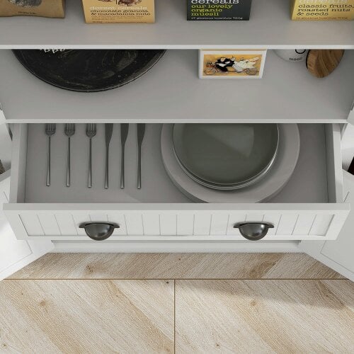 Wyld Haus Ellu Soso Wooden White Kitchen Storage Cabinet With Drawer And Adjustable Shelves