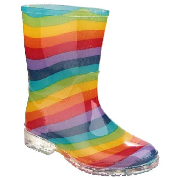 Cotswold PVC Jnr PVC Girls Rainbow Wellington Boots