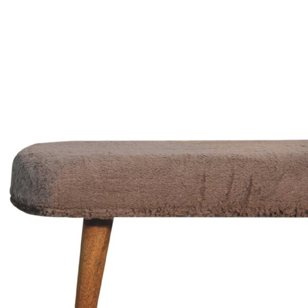 Wyld Haus Rome Faux Fur Fabric Bench Mango Wood Legs