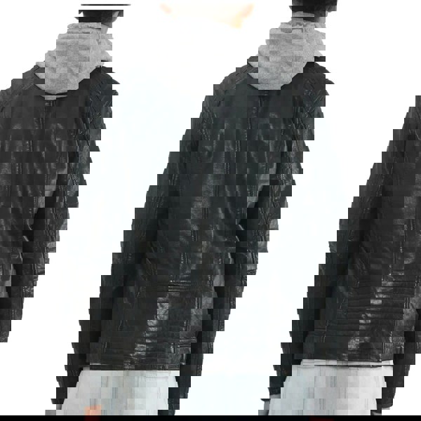 Leather Company Men's Hooded Biker Lamb Leather Jacket