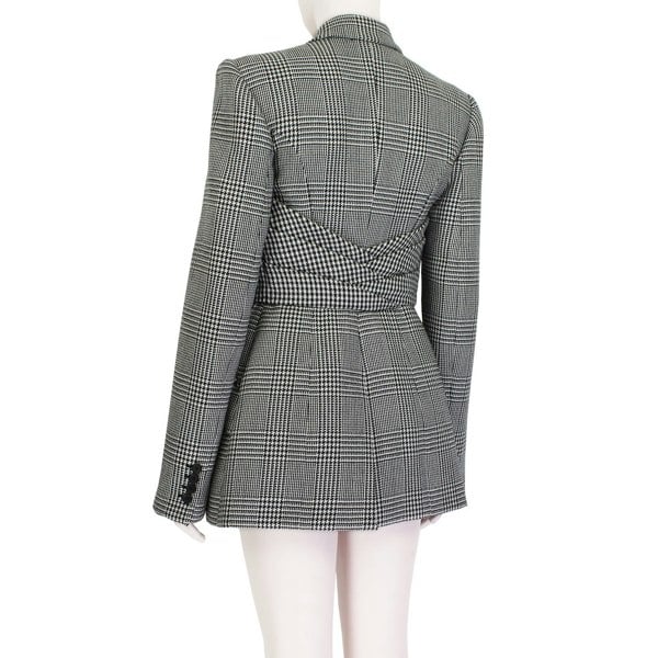 Alexander McQueen black white grey trouser suit with draped jacket blazer