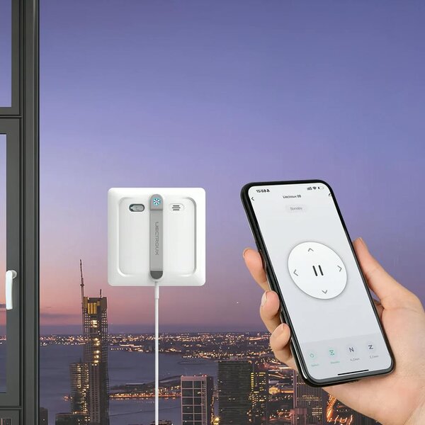 Liectroux Window cleaning robot for glass surfaces up to 3 mm – with remote control and safety rope