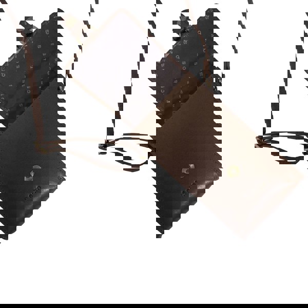 Assots London 'PETRA' Brown Polished VT Real Leather Mobile Phone Crossbody Bag