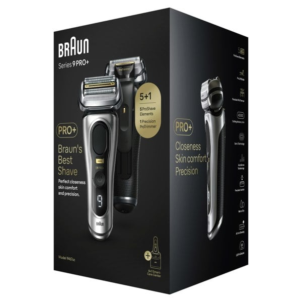 Braun Series Series 9 PRO+ Electric Shaver, SmartCare Center, Wet & Dry, 9467cc, Silver