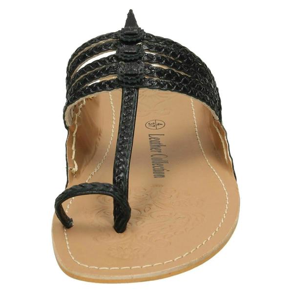 Leather Collection Ladies Leather Collection Flat Toeloop Braided Sandals F00077