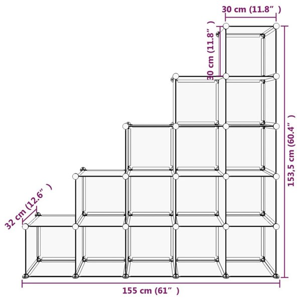 Berkfield Storage Cube Organiser with 15 Cubes Black PP