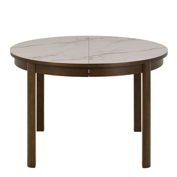 Wyld Haus Cork Round Extendable Cream Ceramic Dining Table Oak Veneer Base