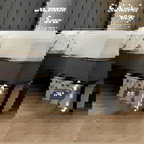 Levede Double Bed Frame with Adjustable Headboard Velvet Upholstered Dark Grey