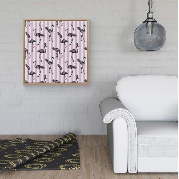 Warren Reed Pineapple Flamingo Framed Canvas