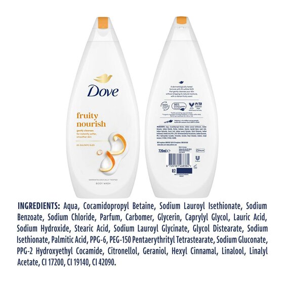 Dove Caring Bath Fruity Nourish Bath Wash 720ml With 0% Sulfate SLES
