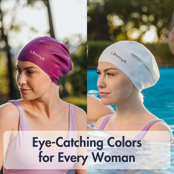 Limmys Premium Long Hair Swim Caps for Women