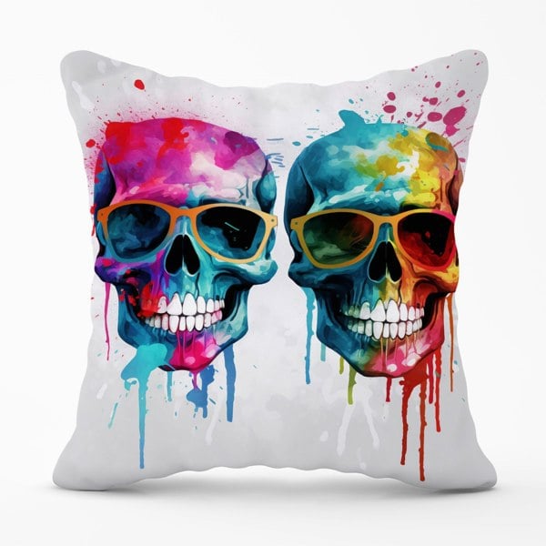 Warren Reed Splashart Happy Skeletons Cushions