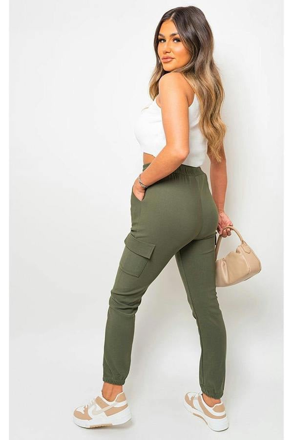 Plus Size Frankie Cargo Pocket Trouser With Drawstring - Khaki