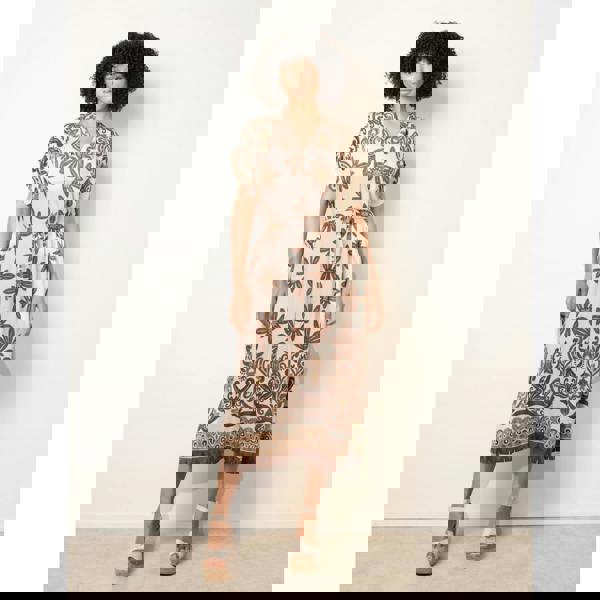 Blue Vanilla Dress With Bold Floral Print