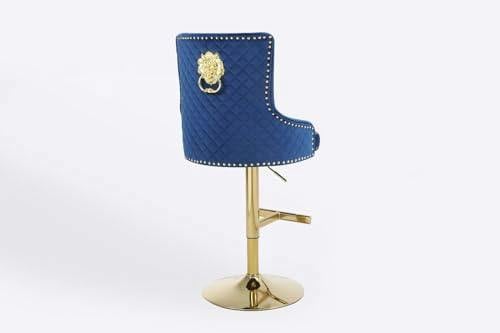 HYGRAD BUILT TO SURVIVE Lion Knocker Velvet Bar Stools, Adjustable Swivel – Set of 2 | HYGRAD®