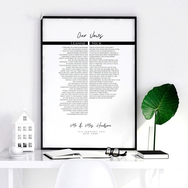 Love prints as a wedding anniversary gift wall art print