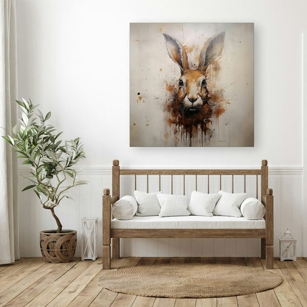 Warren Reed Watercolour Hare Face Canvas